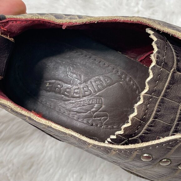 Freebird by Steven Sadie Women's Grey Reptile Print Heeled Boots Shoes Size 10 - Picture 4 of 9